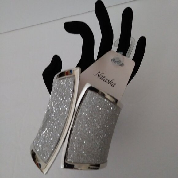 Natasha Abstract Cuff Bracelet Silver Tone - Picture 9 of 10